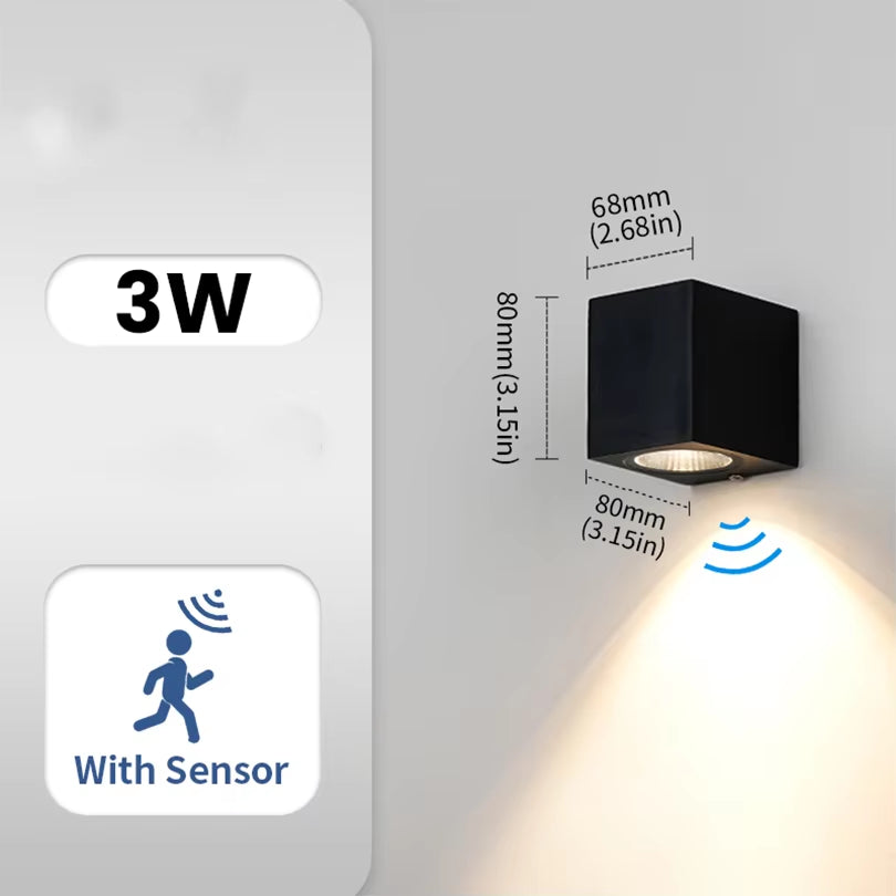 Indoor Outdoor Led Wall Lights IP66 Waterproof up down LED 6W Led Wall Lamp Surface Mounted Garden Porch Sensor LED Light