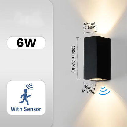 Indoor Outdoor Led Wall Lights IP66 Waterproof up down LED 6W Led Wall Lamp Surface Mounted Garden Porch Sensor LED Light